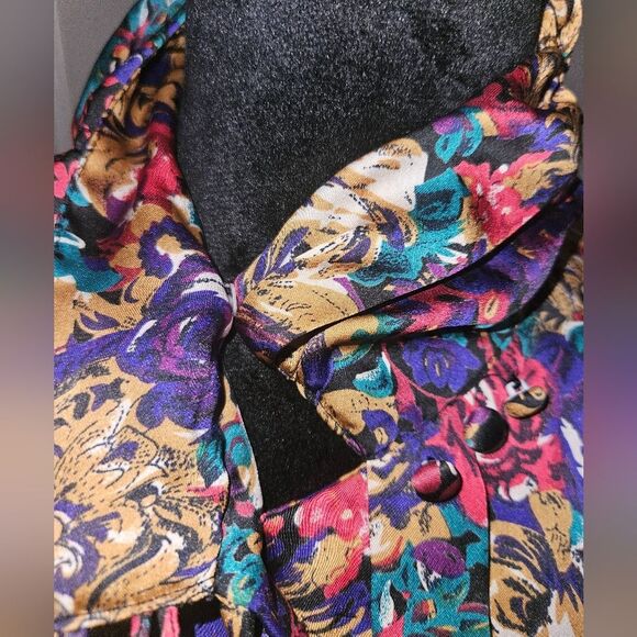 Vintage Christie &Jill Floral Abstract Print Long Sleeve Button-up Blouse Size 6 - Picture 9 of 13